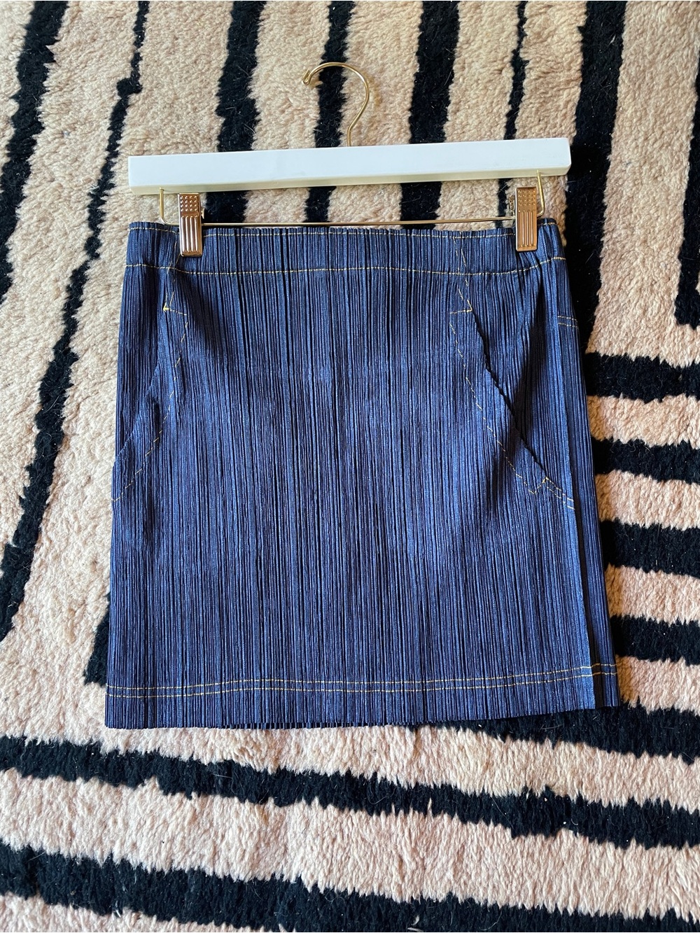 RARE Issey Miyake Pleats Please Denim Trompe L’Oeil Mini Skirt